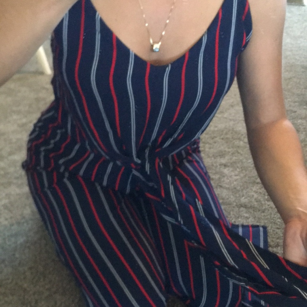 4th of July Outfit Navy Romper Pantsuit Women’s Size L Jumpsuit Pants